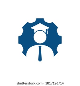 Student gear vector logo template. Graduation Engineer logo symbol or icon template.