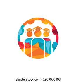 Plantilla de logotipo vectorial de engranajes estudiantiles. Símbolo de logotipo o plantilla de icono del ingeniero de graduación.	