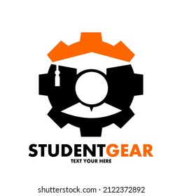 Student gear vector logo template. This design use hat symbol. Suitable for education.