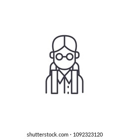 Student geek linear icon concept. Student geek line vector sign, symbol, illustration.