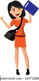 student girl with bag and file vector