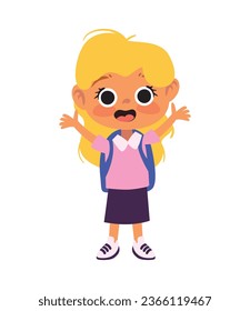 student girl with bag isolated icon