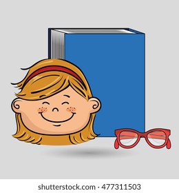 student girl book glasses study