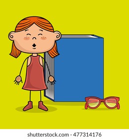 student girl book glasses study