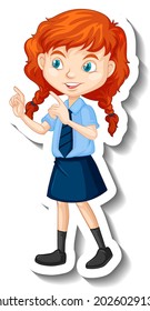 A student girl cartoon character sticker illustration