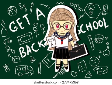 student girl cartoon vector