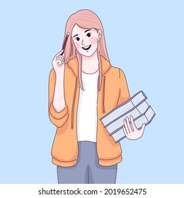Student girl character illustration design of vector.