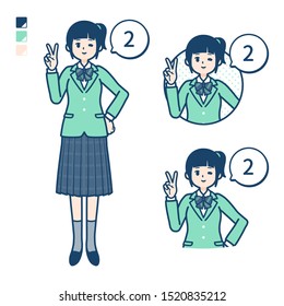 A student girl in a green blazer with Counting as 2 images.
It's vector art so it's easy to edit.

