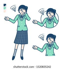 A student girl in a green blazer with Discouraged head images.
It's vector art so it's easy to edit.

