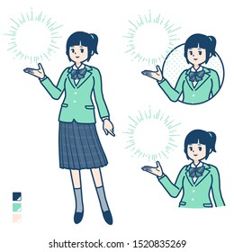 A student girl in a green blazer with Manipulating light images.
It's vector art so it's easy to edit.

