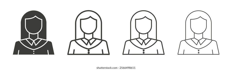 Student Girl icon flat and linear vector illustration on white background.