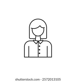 Student Girl icon in liner stroke style