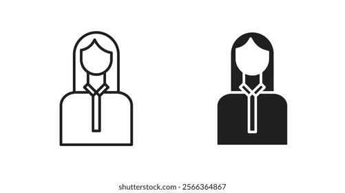 Student Girl icons in line stroke and flat versions