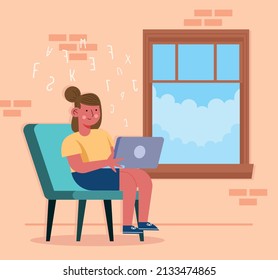 Studentenmädchen mit Laptop-E-Learning