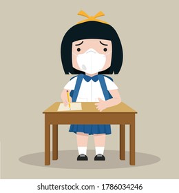 student the girl learning sitting at the desk