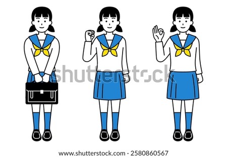 Student girl pose set (full body)