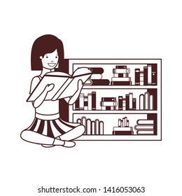 student girl with reading book in the hands