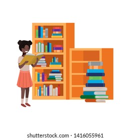 student girl with reading book in the hands