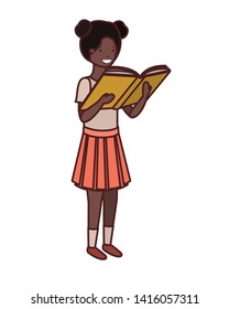 student girl with reading book in the hands