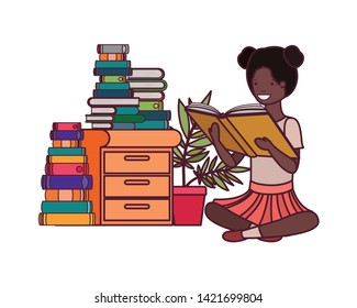 student girl with reading book in the hands