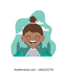 student girl smiling with landscape background