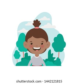 student girl smiling with landscape background