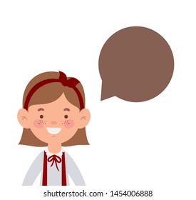 student girl smiling with speech bubble