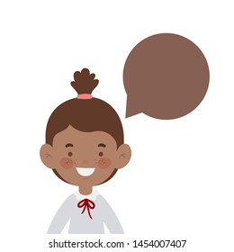 student girl smiling with speech bubble