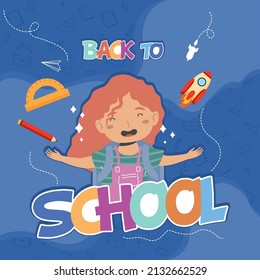 student girl and supplies character