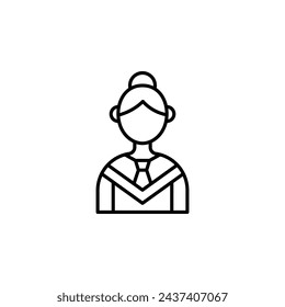 Student Girl Vector Line Icon illustration.