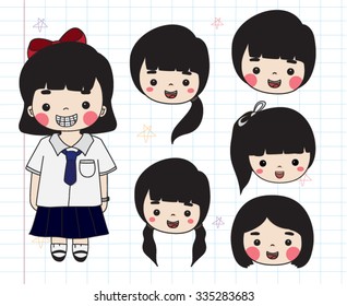 Student girls Cartoon