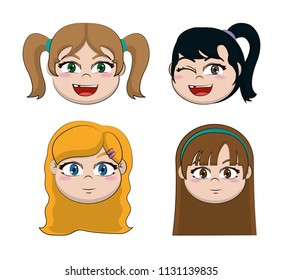 Student girls cartoons