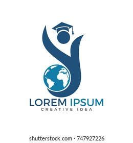 Student and globe vector design. Education logo.