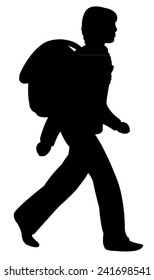 student going to school, silhouette vector