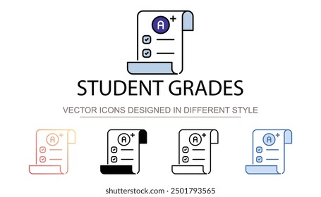 Student Grades icon design with white background stock illustration