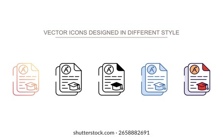 Diseño de icono de grados de estudiante con fondo blanco Ilustración de stock