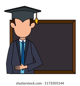 student graduated with chalkboard