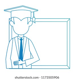 student graduated with chalkboard