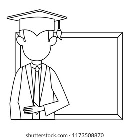 student graduated with chalkboard
