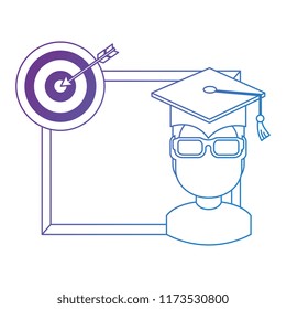 student graduated with chalkboard and target