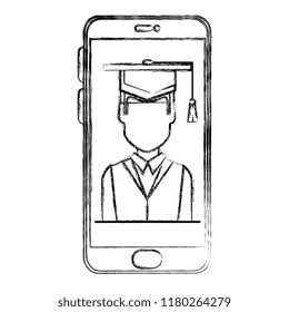 student graduated in smartphone