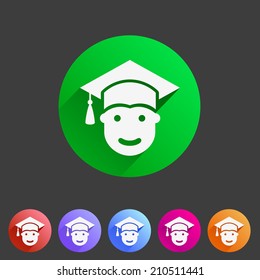 Student in graduation cap, flat icon