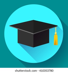 Student Graduation Cap Icon. Flat Design Style