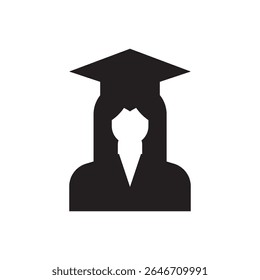  student with graduation cap icon. Icon of student in cap and robe, symbol of education and achievement.