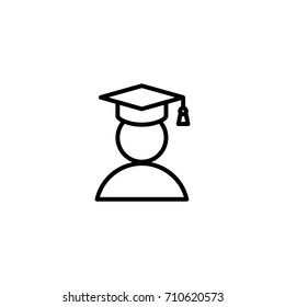 student in graduation cap line black icon