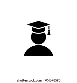 student in graduation cap simple black icon