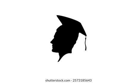 student in graduation cap,black isolated silhouette