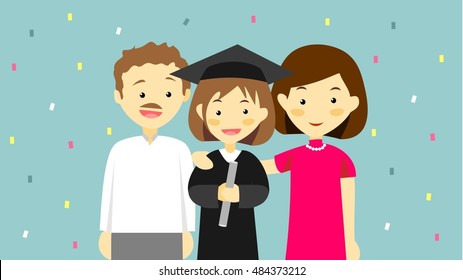 Student graduation ceremony  convocation day with parents