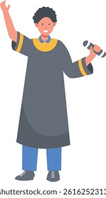 Student Graduation Character on White Background. Vector Cartoon Illustration.