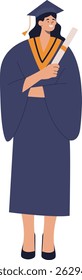Student Graduation Character at University. Vector Illustration in Cartoon Style